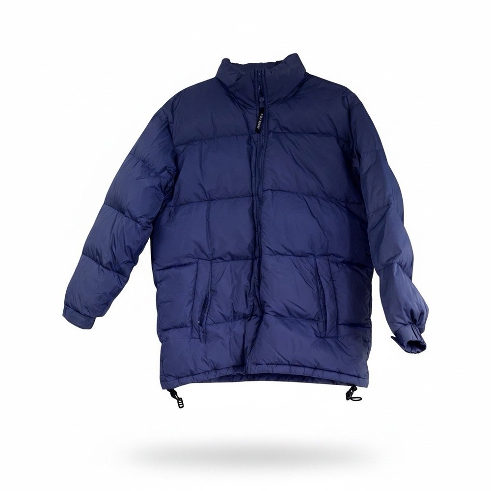 Old Navy Mens Puffer Jacket M Blue Down Feathers Full Zipper